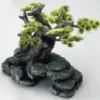 Décor d'aquarium pierre bonsai coloris vert en résine de polyester - 16,5 x 16,5 x 18 cm