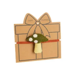 Décor pour cadeaux champignon en feutrine vert - 2,5 x 2,5 cm