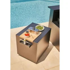Desserte roulante fermée pour plancha en acier noir Forge Adour - 81 x 63 x 74 cm