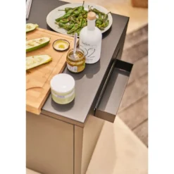 Desserte roulante fermée pour plancha en acier noir Forge Adour - 81 x 63 x 74 cm