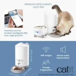 Distributeur de nourriture pour chat coloris blanc Pixi Smart Wifi Catit – 1,2 kg