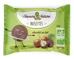 Drôles de noisettes toastées au chocolat lait bio en sachet de 45 g