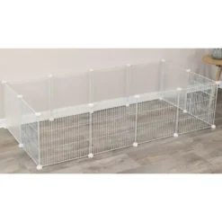 Enclos intérieur modulable pour lapin et cochon d'inde coloris blanc Trixie – 140 x 35 x 70 cm