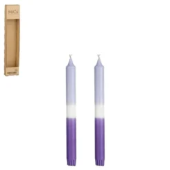 Ensemble de 2 bougies flambeau dipdye bleu clair - Ø 2,2 x H 25 cm