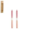 Ensemble de 2 bougies flambeau dipdye rose - Ø 2,2 x H 25 cm