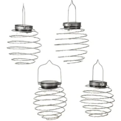 Ensemble de 4 lanternes solaires argent Smart Garden Spiralight - Ø 12 x 21,5 cm