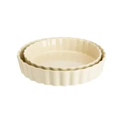 Ensemble de 2 tourtières en grès ivoire - Ø 24,5 et 28 cm