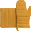Ensemble gant et manique en coton recyclé et polyester coloris tournesol Jona - les 2 pièces