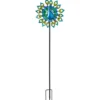Eolienne solaire Paon coloris bleu en métal Smartgarden - 131 x 37,5 x 19,5 cm