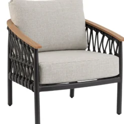 Fauteuil anthracite en aluminium et corde Bizzotto Fenix - 75 x 75 x 85 cm