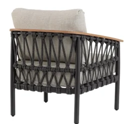 Fauteuil anthracite en aluminium et corde Bizzotto Fenix - 75 x 75 x 85 cm