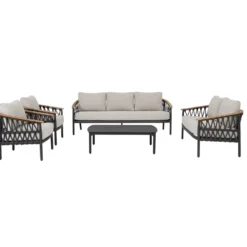 Fauteuil anthracite en aluminium et corde Bizzotto Fenix - 75 x 75 x 85 cm