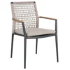 Fauteuil anthracite en aluminium, teck et corde Bizzotto Maddox - 56 x 60 x 82,5 cm