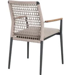 Fauteuil anthracite en aluminium, teck et corde Bizzotto Maddox - 56 x 60 x 82,5 cm
