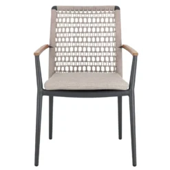 Fauteuil anthracite en aluminium, teck et corde Bizzotto Maddox - 56 x 60 x 82,5 cm