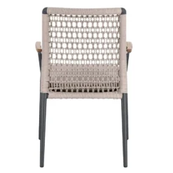 Fauteuil anthracite en aluminium, teck et corde Bizzotto Maddox - 56 x 60 x 82,5 cm