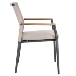 Fauteuil anthracite en aluminium, teck et corde Bizzotto Maddox - 56 x 60 x 82,5 cm