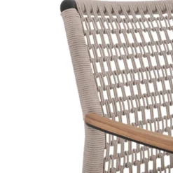 Fauteuil anthracite en aluminium, teck et corde Bizzotto Maddox - 56 x 60 x 82,5 cm