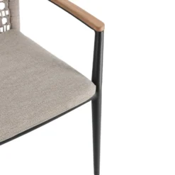 Fauteuil anthracite en aluminium, teck et corde Bizzotto Maddox - 56 x 60 x 82,5 cm