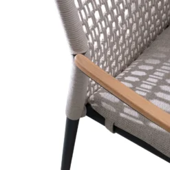 Fauteuil anthracite en aluminium, teck et corde Bizzotto Maddox - 56 x 60 x 82,5 cm