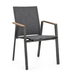 Fauteuil Capucine coloris gris en bois en aluminium et teck - 59 x 61 x 88 cm