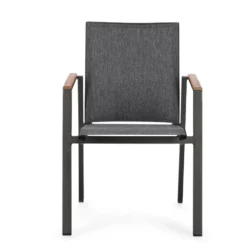 Fauteuil Capucine coloris gris en bois en aluminium et teck - 59 x 61 x 88 cm