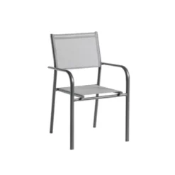 Fauteuil coloris graphite / chiné perle en aluminium Niello - 87 x 51 x 56 cm