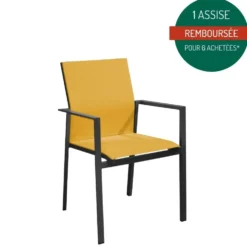 Fauteuil coloris moutarde Proloisirs Abelia - 61 x 87 x 56 cm