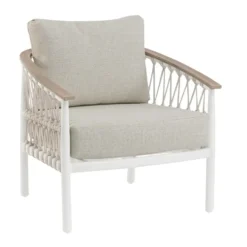 Fauteuil crème en aluminium et corde Bizzotto Fenix - 75 x 75 x 85 cm
