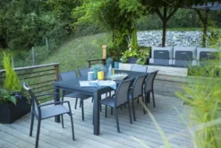 Fauteuil de jardin coloris gris en aluminium et textilène Carlina - 63 x 56 x 86,5 cm