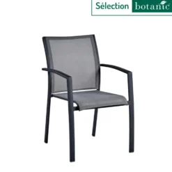 Fauteuil de jardin coloris gris en aluminium et textilène Carlina - 63 x 56 x 86,5 cm