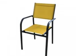 Fauteuil de jardin empilable, aluminium et toile, graphite / moutarde - PROLOISIRS Duca