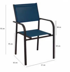 Fauteuil de jardin empilable, aluminium et toile, graphite / moutarde - PROLOISIRS Duca