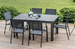 Fauteuil de jardin en aluminium, textilène anthracite chiné - CREADOR Tosca