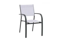 Fauteuil de jardin en aluminium, textilène gris chiné - CREADOR Tosca