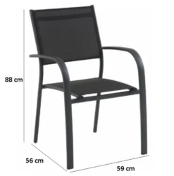Fauteuil de jardin en aluminium, textilène gris chiné - CREADOR Tosca