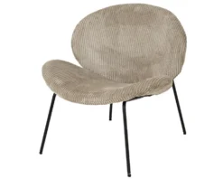 Fauteuil d'intérieur beige en velours côtelé - 72 x 67,5 x 73,5 cm