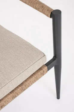 Fauteuil empilable anthracite et naturel, aluminium et résine Bizzotto Jandia - 69 x 75 x 41 cm