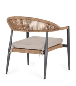 Fauteuil empilable anthracite et naturel, aluminium et résine Bizzotto Jandia - 69 x 75 x 41 cm