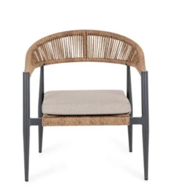 Fauteuil empilable anthracite et naturel, aluminium et résine Bizzotto Jandia - 69 x 75 x 41 cm
