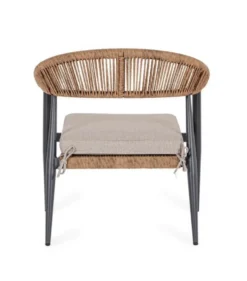 Fauteuil empilable anthracite et naturel, aluminium et résine Bizzotto Jandia - 69 x 75 x 41 cm