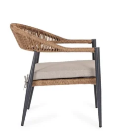 Fauteuil empilable anthracite et naturel, aluminium et résine Bizzotto Jandia - 69 x 75 x 41 cm