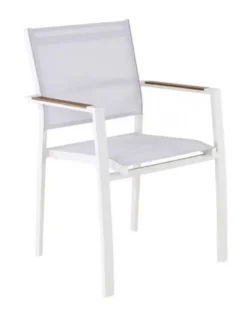 Fauteuil empilable en aluminium, couleur crème/chêne - PROLOISIRS Games