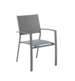 Fauteuil en aluminium et toile polyester anthracite Talia - 59 x 56 x 88 cm