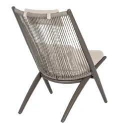 Fauteuil lounge coloris cocoa en aluminium et corde Bizzotto Aloha - 66 x 84 x 98 cm