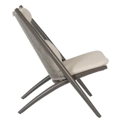 Fauteuil lounge coloris cocoa en aluminium et corde Bizzotto Aloha - 66 x 84 x 98 cm