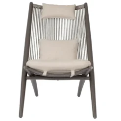 Fauteuil lounge coloris cocoa en aluminium et corde Bizzotto Aloha - 66 x 84 x 98 cm