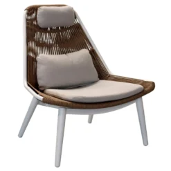 Fauteuil lounge Como coloris bois en résine tressée