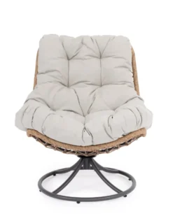 Fauteuil pivotant Aralia coloris gris en corde - 72 x 83 x 93 cm