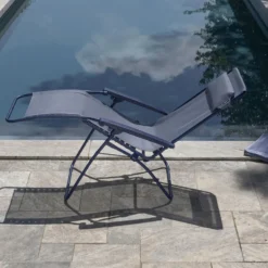 Fauteuil relax en acier et toile bleu Lafuma R Clip Colorblock - 68 x 88 x 115 cm
